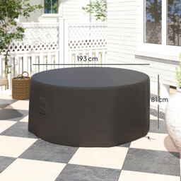 Outsunny Garden Patio Large Furniture Set Round Cover 600D Oxford Waterproof, Ф193 x 80H cm, Black - thumbnail 3