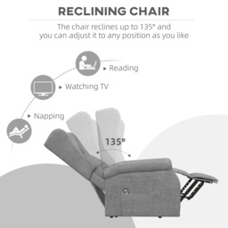 HOMCOM Power Lift Chair for Elderly, Electric Riser Recliner Armchair with Remote Control, Grey - Aosom UK - thumbnail 5