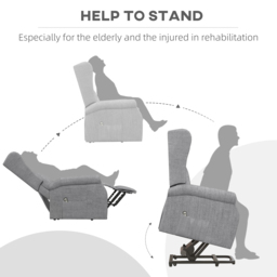 HOMCOM Power Lift Chair for Elderly, Electric Riser Recliner Armchair with Remote Control, Grey - Aosom UK - thumbnail 6