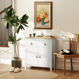 HOMCOM Farmhouse Style Sideboard - White - thumbnail 9