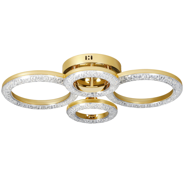 HOMCOM LED Ceiling Light, Modern 4 Rings Ceiling Lamp with Wall Switch Control, 40W 4350lm Flush Mount Ceiling Light with 3500K/4500K/6000K Colour Temperatures for Living Room, Bedroom, Gold Tone - image 1