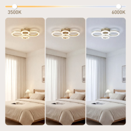 HOMCOM LED Ceiling Light, Modern 4 Rings Ceiling Lamp with Wall Switch Control, 40W 4350lm Flush Mount Ceiling Light with 3500K/4500K/6000K Colour Temperatures for Living Room, Bedroom, Gold Tone - thumbnail 7