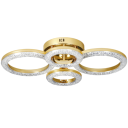 HOMCOM LED Ceiling Light, Modern 4 Rings Ceiling Lamp with Wall Switch Control, 40W 4350lm Flush Mount Ceiling Light with 3500K/4500K/6000K Colour Temperatures for Living Room, Bedroom, Gold Tone - thumbnail 1