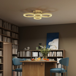 HOMCOM LED Ceiling Light, Modern 4 Rings Ceiling Lamp with Wall Switch Control, 40W 4350lm Flush Mount Ceiling Light with 3500K/4500K/6000K Colour Temperatures for Living Room, Bedroom, Gold Tone - thumbnail 9