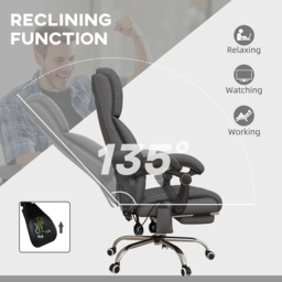 Vinsetto Vibration Massage Office Chair with Heat, PU Leather Computer Chair with Footrest, Armrest, Reclining Back, Grey - thumbnail 6