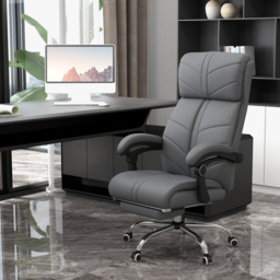 Vinsetto Vibration Massage Office Chair with Heat, PU Leather Computer Chair with Footrest, Armrest, Reclining Back, Grey - thumbnail 2