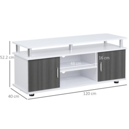 HOMCOM TV Cabinet Unit for TVs up to 55'' with Storage Shelf and Cupboards, Living Room Entertainment Center Media Console, Grey and White - Aosom UK - thumbnail 3