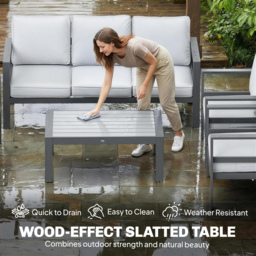 Outsunny 5 Pieces Aluminium Garden Furniture Set with Olefin Cushions, Extra Deep Outdoor Garden Sofa Set, Dark Grey - thumbnail 7