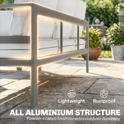 Outsunny 5 Pieces Aluminium Garden Furniture Set with Olefin Cushions, Extra Deep Outdoor Garden Sofa Set, Dark Grey - thumbnail 6