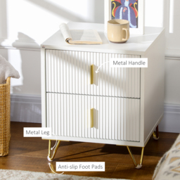 HOMCOM Bedside Table with 2 Drawers, Side End Table, Nightstand with Metal Frame for Living Room, Bedroom, White - thumbnail 6