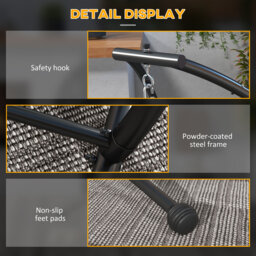 Outsunny Hammock Chair Stand, C Shape Hanging Heavy Duty Metal Frame Hammock Stand for Hanging Hammock Air Porch Swing Chair, Black - thumbnail 7