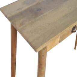Solid Mango Wood Nordic Writing Desk with 2 Smooth‑Gliding Drawers, Oak‑effect Finish, Table for Living Room, 45L x 120W x 78H cm, Brown - Aosom UK - thumbnail 5