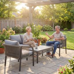 Outsunny 4 Piece Rattan Garden Furniture Set with Loveseat, Armchairs, Table, Steel Frame Wicker Patio Conversation Set, Grey - thumbnail 8