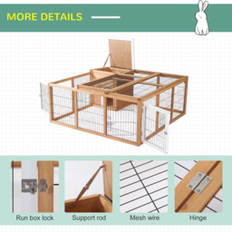 PawHut Rabbit Hutch Outdoor, Guinea Pig House, Bunny Run Cage with Openable Top for 1–2 Rabbits, 123 x 120 x 52cm, Yellow - thumbnail 6