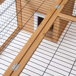 PawHut Rabbit Hutch Outdoor, Guinea Pig House, Bunny Run Cage with Openable Top for 1–2 Rabbits, 123 x 120 x 52cm, Yellow - thumbnail 8