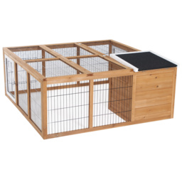 PawHut Rabbit Hutch Outdoor, Guinea Pig House, Bunny Run Cage with Openable Top for 1–2 Rabbits, 123 x 120 x 52cm, Yellow - thumbnail 7