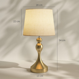 HOMCOM Bedside Lamps Set of 2, Modern Table Lamps with 3 Colour Temperatures, USB A+C Charging Ports and Linen Shade for Living Room Bedroom Office, Gold Tone - thumbnail 3