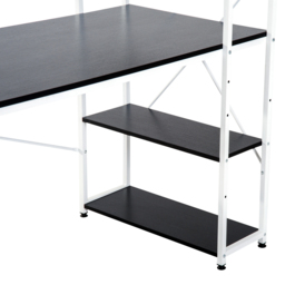 HOMCOM Workstation Wonder: 4-Tier Bookshelf, Sturdy Metal Frame, Wooden Desktop, Home Office Companion, Black & White - Aosom UK - thumbnail 8