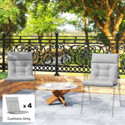 Outsunny Patio Chair Cushions Set of 4, Waterproof Non-Slip Lounge Chair Cushions, 112x53cm, Light Grey - thumbnail 2