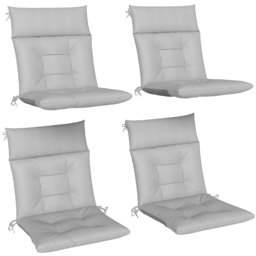 Outsunny Patio Chair Cushions Set of 4, Waterproof Non-Slip Lounge Chair Cushions, 112x53cm, Light Grey - thumbnail 1