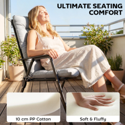 Outsunny Patio Chair Cushions Set of 4, Waterproof Non-Slip Lounge Chair Cushions, 112x53cm, Light Grey - thumbnail 4
