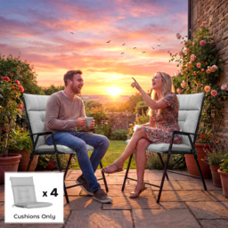 Outsunny Patio Chair Cushions Set of 4, Waterproof Non-Slip Lounge Chair Cushions, 112x53cm, Light Grey - thumbnail 9