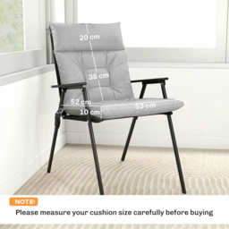 Outsunny Patio Chair Cushions Set of 4, Waterproof Non-Slip Lounge Chair Cushions, 112x53cm, Light Grey - thumbnail 3