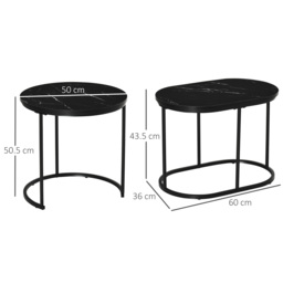 HOMCOM Marble-Effect Nest of Tables - Black/White - Aosom UK - thumbnail 3
