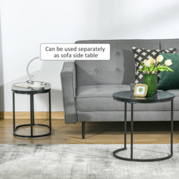 HOMCOM Marble-Effect Nest of Tables - Black/White - Aosom UK - thumbnail 7