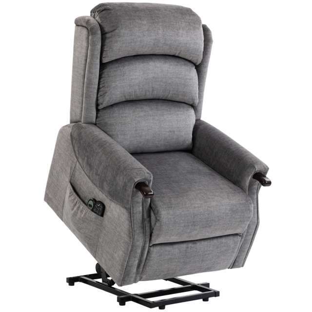 HOMCOM Power Lift Recliner with Vibration Massage and Heat, Lift Chair for Tall with Wood Grip, Pocket Spring, Light Grey - image 1
