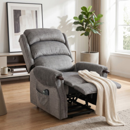 HOMCOM Power Lift Recliner with Vibration Massage and Heat, Lift Chair for Tall with Wood Grip, Pocket Spring, Light Grey - thumbnail 8
