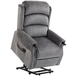 HOMCOM Power Lift Recliner with Vibration Massage and Heat, Lift Chair for Tall with Wood Grip, Pocket Spring, Light Grey - thumbnail 1