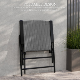 Outsunny Set of Two Folding Rattan Seat Chairs - Grey - thumbnail 6