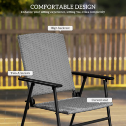 Outsunny Set of Two Folding Rattan Seat Chairs - Grey - thumbnail 5