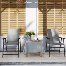 Outsunny Set of Two Folding Rattan Seat Chairs - Grey - thumbnail 9