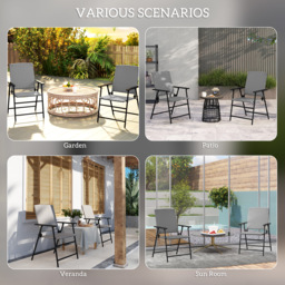 Outsunny Set of Two Folding Rattan Seat Chairs - Grey - thumbnail 7