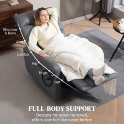 HOMCOM Electric Recliner Armchair with USB + Type C Charge Port, Phone Holder, PU Leather Reclining Chair with Adjustable Leg Rest, Recliner Chair for Home Living Room Theater, Grey - thumbnail 7