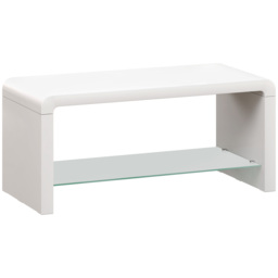 HOMCOM Curved Two-Tier Coffee Table - High Gloss White