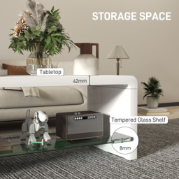 HOMCOM Curved Two-Tier Coffee Table - High Gloss White - thumbnail 5
