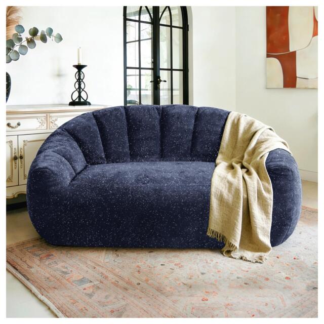 Plush 2-Seater Bean Bag Sofa with High Density Sponge, Cosy Lazy Couch for Gaming Room and Pet-Playing Room, 140L x 98W x 61H cm, Blue - Aosom UK - image 1