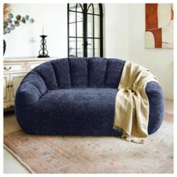 Plush 2-Seater Bean Bag Sofa with High Density Sponge, Cosy Lazy Couch for Gaming Room and Pet-Playing Room, 140L x 98W x 61H cm, Blue - Aosom UK - thumbnail 1
