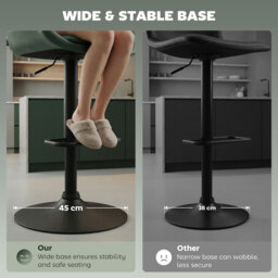 HOMCOM Retro Bar Stools Set of 2, Adjustable Kitchen Stool, Upholstered Bar Chairs with Back, Swivel Seat, Green - Aosom UK - thumbnail 8