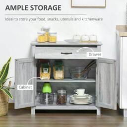 HOMCOM Farmhouse Sideboard: Grey Wood-Effect Storage Cabinet with Barn Doors, Coffee Bar Style - Aosom UK - thumbnail 7