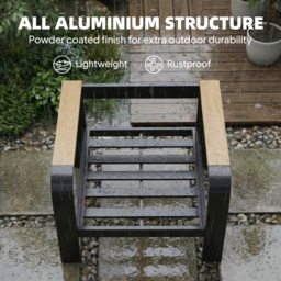 Outsunny 3 Pieces Garden Furniture Set with L-Shaped Sofa, Armchair and Coffee Table, Aluminium Garden Corner Sofa Set - thumbnail 7