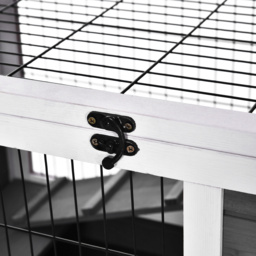 PawHut Rabbits Indoor Fir Wood Lift-Top Hutch Grey - Aosom UK - thumbnail 9