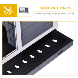 PawHut Rabbits Indoor Fir Wood Lift-Top Hutch Grey - Aosom UK - thumbnail 6