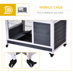 PawHut Rabbits Indoor Fir Wood Lift-Top Hutch Grey - Aosom UK - thumbnail 7