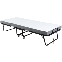 HOMCOM Folding Bed with 10cm Mattress, Portable Foldable Guest Bed with Sturdy Metal Frame on Wheels - thumbnail 1