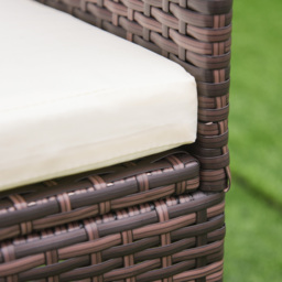 Outsunny 2-Seater Rattan Dining Chairs, w/ Cushions & Armrests for Patio, Mixed Brown - Aosom UK - thumbnail 9