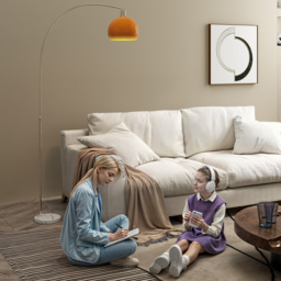 HOMCOM Floor Lamp for Living Room, Modern Standing Lamp with Shade & Foot Switch for Bedroom, Office, Orange - thumbnail 9